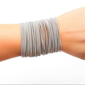 Guitar string bracelets, silver spring bracelets